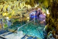 The magnificent and majestic caves of Diros in Greece. A spectacular sight of stalacites and stalagmites.