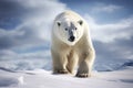 Magnificent Male Polar Bear waking toward the camera with snow background Royalty Free Stock Photo