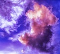 Magnificent multicoloured cumulonimbus clouds in blue sky. Australia.