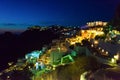 Magnificent night lights of Thera town Santorini island Cyclades Greece Royalty Free Stock Photo