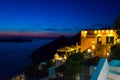 Magnificent night lights of Thera town Santorini island Cyclades Greece Royalty Free Stock Photo