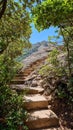 Magnificent old European stone steps in the mountains