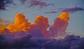 Magnificent Orange Cumulonimbus cloud in blue sky. Australia.