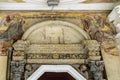 Russia, Uglich, July 2020. Fragment of the painting of the arch above the door of the Orthodox Cathedral.