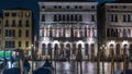 The magnificent Palazzo Balbi overlooking the Grand Canal in Venice night timelapse. Royalty Free Stock Photo
