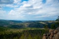 Magnificent panoramic view of the forest and beautiful blue sky.