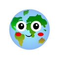 Magnificent planet Earth with cartoon eyes on a white background