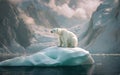Majestic Polar Bear Perched on Icy Throne. Generative AI