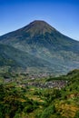 magnificent portrait landscape of Mount Sindoro Temanggung, Central Java, Indonesia