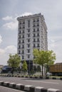 Magnificent rectangular building on the side of the road Royalty Free Stock Photo