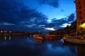 Magnificent light and color reflections create a magical atmosphere in the characteristic city of camogli