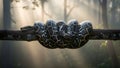 Majestic Reticulated Python Coiled Around a Tree Branch in a Misty Jungle with Atmospheric Sunlight. Powerful Wild Serpent in Natu Royalty Free Stock Photo