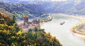 Magnificent Rhine valley with romantic medieval castles. Germany Royalty Free Stock Photo