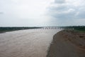 Magnificent River Narmada with Bridge and Cloudy and Landscape