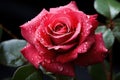 Magnificent Rose: Water Droplets Adorning a Beautiful Rose - Generative AI Royalty Free Stock Photo