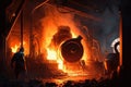 Magnificent Scene of Molten Metal at a Foundry