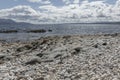 Magnificent shiney slate pavement on a stoney beach in Kintyre