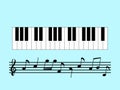 Magnificent simple design of piano keys with different musical notes