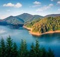 Magnificent summer scene of Dragan lake. Calm morning landscape of Calm Apuseni Natural Park. Splendid outdoor scene of Romania, E Royalty Free Stock Photo