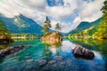 Magnificent summer scene of Hintersee lake. Colorful morning view of Austrian Alps, Salzburg-Umgebung district, Austria, Europe. Royalty Free Stock Photo