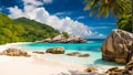 Magnificent sunny seascape Seychelles tropic relax coastline summer tropical beautiful