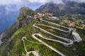 View at green cliff with statue in Maratea town in Italy