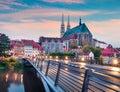 Magnificent sunrise view of St Peter and PaulÃ¢â¬â¢s Church, on the Polish border. Colorful autumn cityscape of Gorlitz, eastern