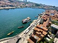 Magnificent sunset over the Porto city center and the Douro river, Portugal. Dom Luis I Bridge is a popular tourist spot Royalty Free Stock Photo