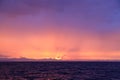 Magnificent sunset while sailing on a boat in the Aegean Sea Royalty Free Stock Photo