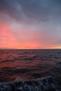 Magnificent sunset while sailing on a boat in the Aegean Sea Royalty Free Stock Photo