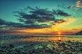 Magnificent sunset view at the Black sea coast Royalty Free Stock Photo