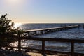 Magnificent sunset view on the Gulf of Mexico and a wooden pier Royalty Free Stock Photo