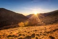 Autumn sunset in Balkan Mountains Royalty Free Stock Photo