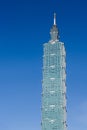 Taipei 101 skyscraper with blue sky Royalty Free Stock Photo