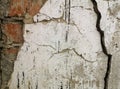 Magnificent texture background on old gray stucco and red bricks Royalty Free Stock Photo