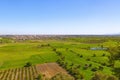 The magnificent travertine lowland view from the vicinity of Karain Cave. Mediterranean region of Turkey. Royalty Free Stock Photo