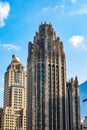 Chicago, IL / USA - 8/28/2020: Magnificent Tribune Tower Neogothic style in Chicago