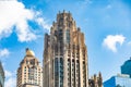 Chicago, IL / USA - 8/28/2020: Magnificent Tribune Tower Neogothic style in Chicago