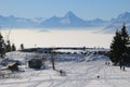 Magnificent view of the alps in winter, seen from the top of the mountain Gaisberg, Salzburg, Austria.