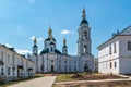 Russia, Uglich, July 2020. The courtyard of an Orthodox nunnery during restoration work.