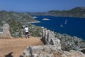 The magnificent view from the Crusader fortress at ancient Simena overlooking the Turkish Mediterranean coastline.