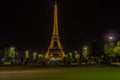 Magnificent view of Eiffel Tower at night in Paris France