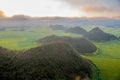 The magnificent view of the flower field from the hill top in Luoping, Yunnan Royalty Free Stock Photo