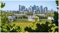 Magnificent view from Greenwich Park to London City at sunny weekend