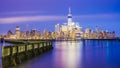 A magnificent view of the lower Manhattan in blue hour after sunset Royalty Free Stock Photo