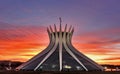 Magnificent view of the Metropolitan Cathedral of Brasilia at sunset