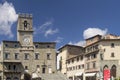 Magnificent view of the Piazza della Repubblica square in the historic center of Cortona, Arezzo, on a beautiful sunny summer day Royalty Free Stock Photo