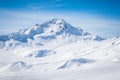 Magnificent view of the snow-white tall mighty mountains Elbrus, ski resort, The Kabardino-Balkarian Republic, Russia