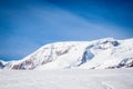 Magnificent view of the snow-white tall mighty mountains Elbrus, ski resort, The Kabardino-Balkarian Republic, Russia