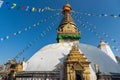 Magnificent view of Swayambhunath aka Swayambhu during sunny day in Kathmandu Valley Nepal Royalty Free Stock Photo